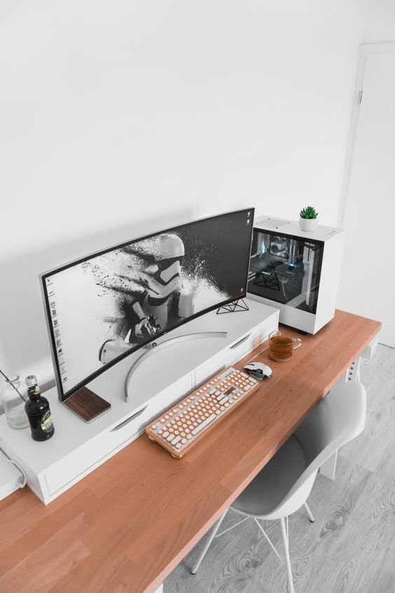 dàn pc gaming đẹp trắng màn cong